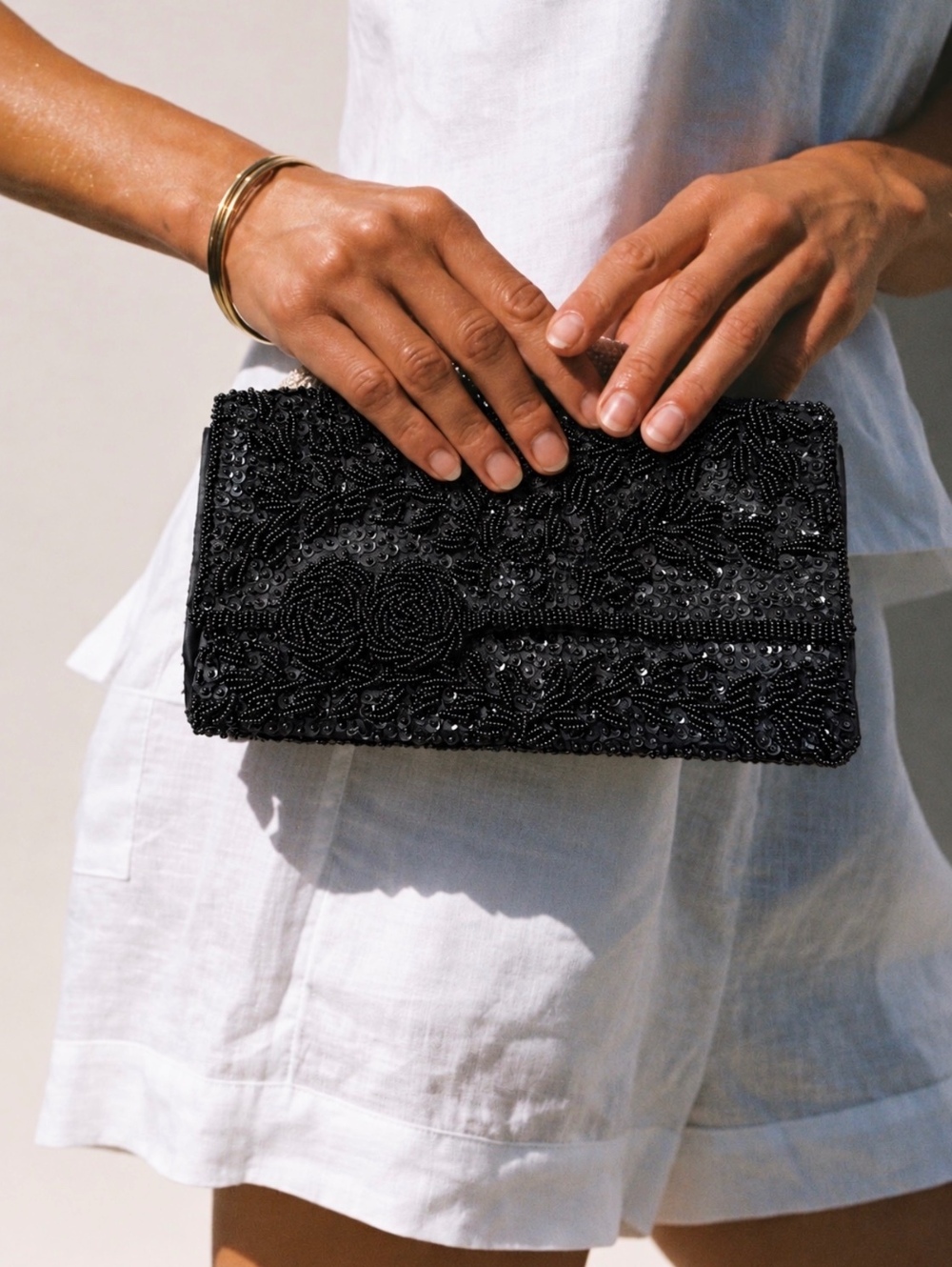 Black Vintage Beaded Handmade Clutch Purse